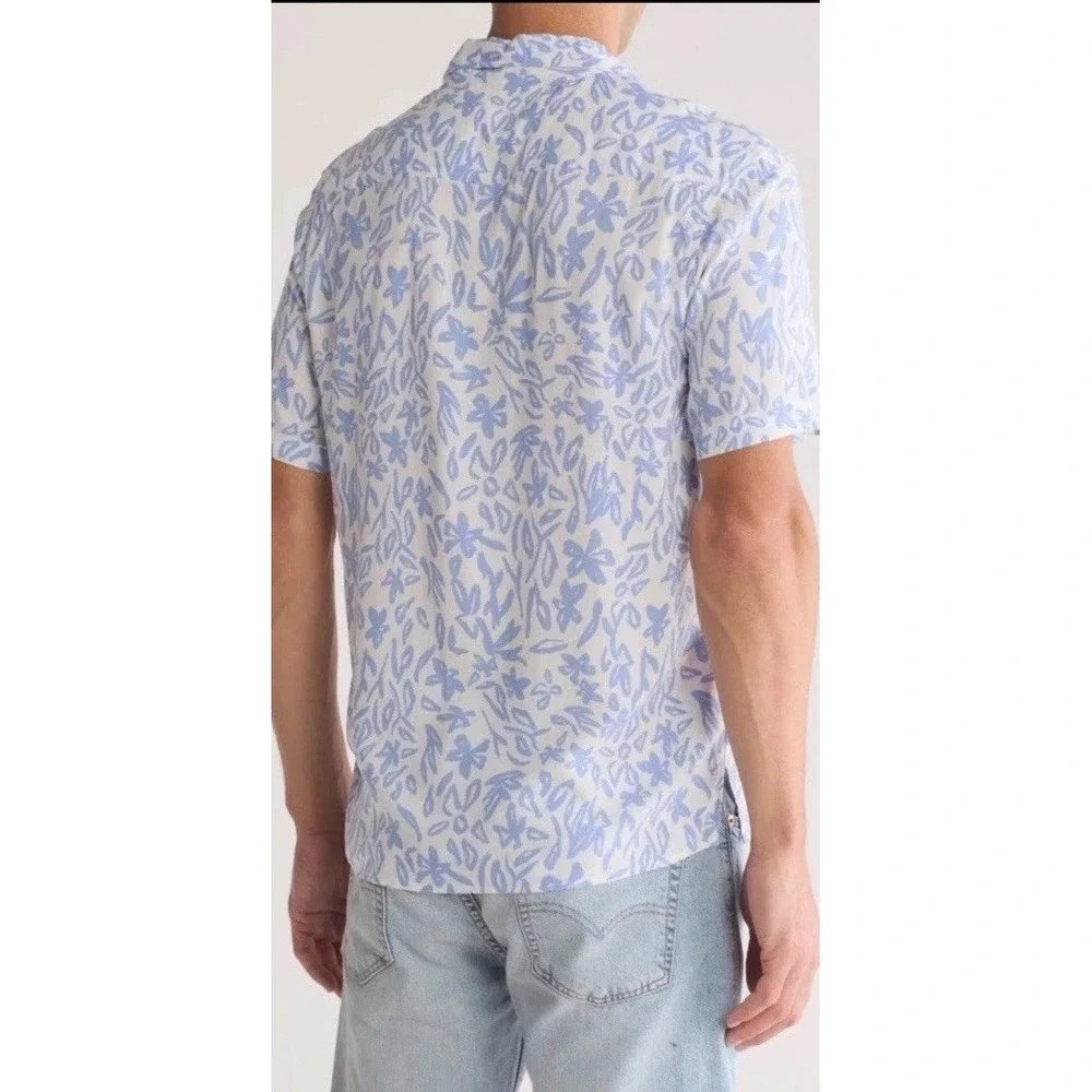 Nordstrom Brand Mens Shirt XXXL 3XL Sketched Floral Vacation Beach Artsy Boat